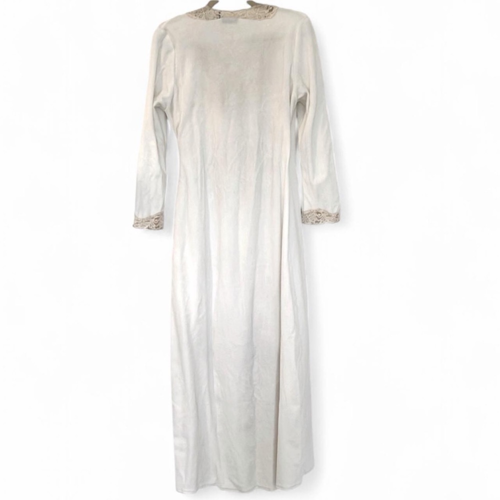 Vintage Ivory Lace Trim Wrap Robe M L - Picture 3 of 7
